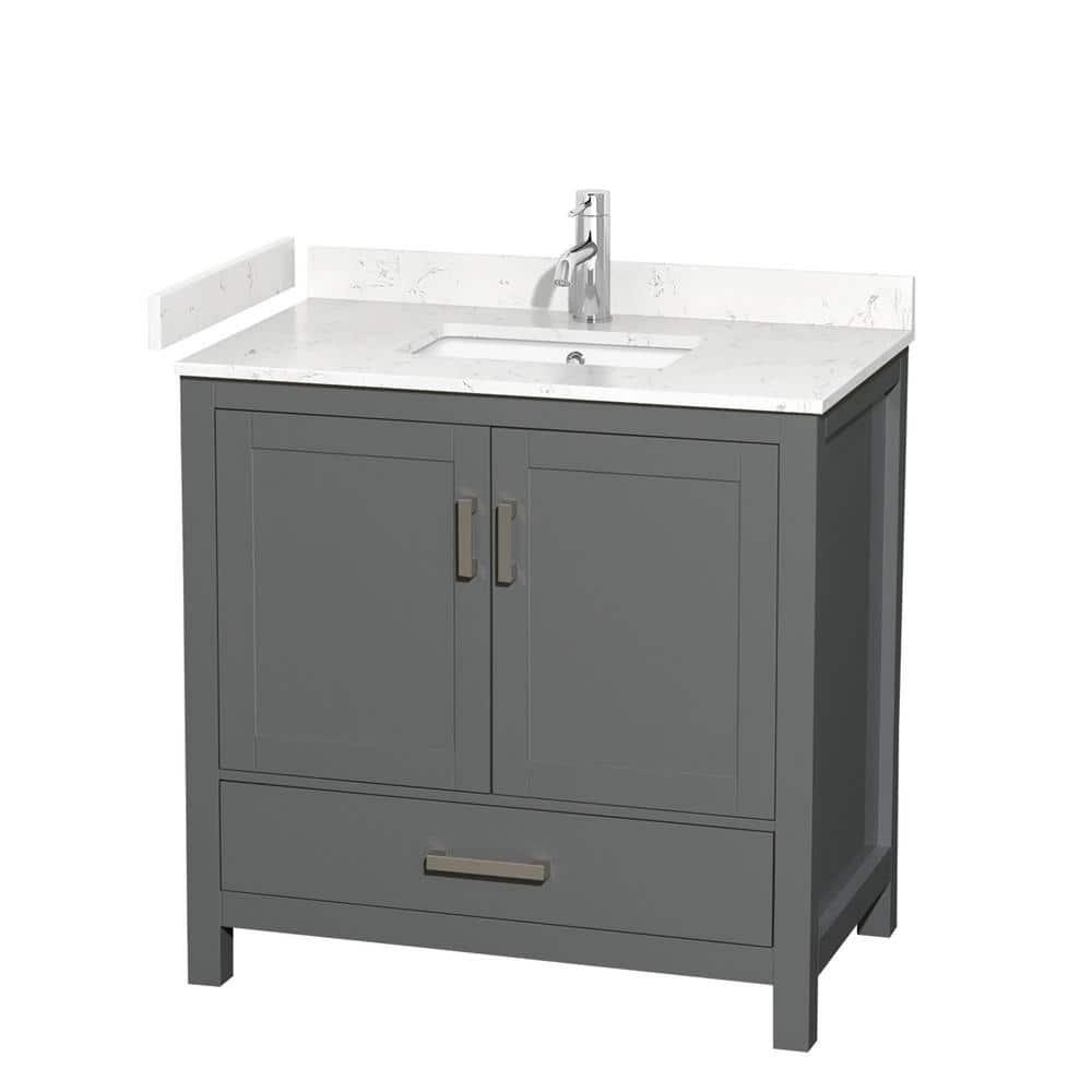 Wyndham Collection Sheffield 36" Metal Single Bathroom Vanity in Dark Gray