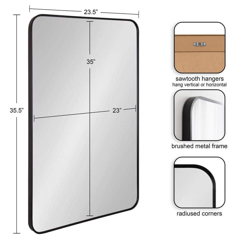 Kate and Laurel Zayda Radius Rectangle Framed Wall Mirror, 24x36, Black