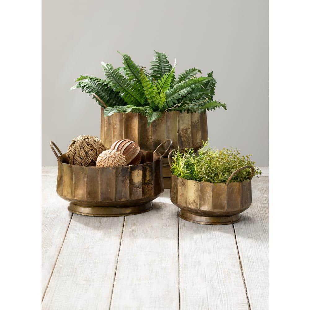 Sullivans Set Of 3 Decorative Iron Bowls 10"H, 9"H & 5"H Gold