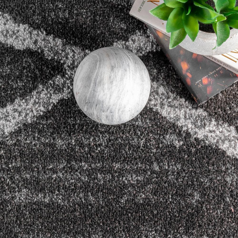 Nuloom 4 Square Thigpen Contemporary Indoor Area Rug, Charcoal, Abstract Lines, Non-Slip Backing, Stain Resistant, Bedroom Living Room, Kitchen