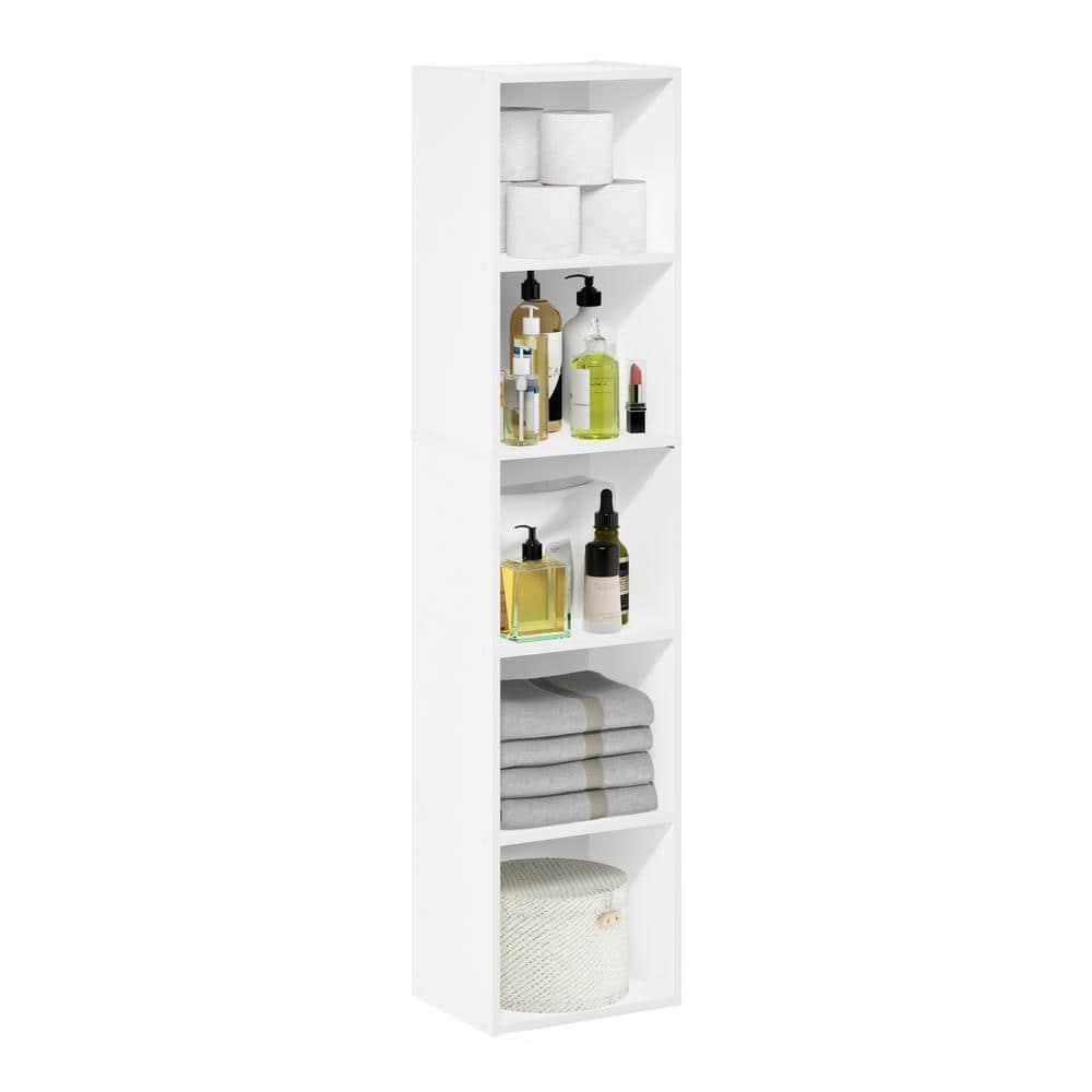 Furinno Pasir 5-Tier Open Shelf Bookcase, White