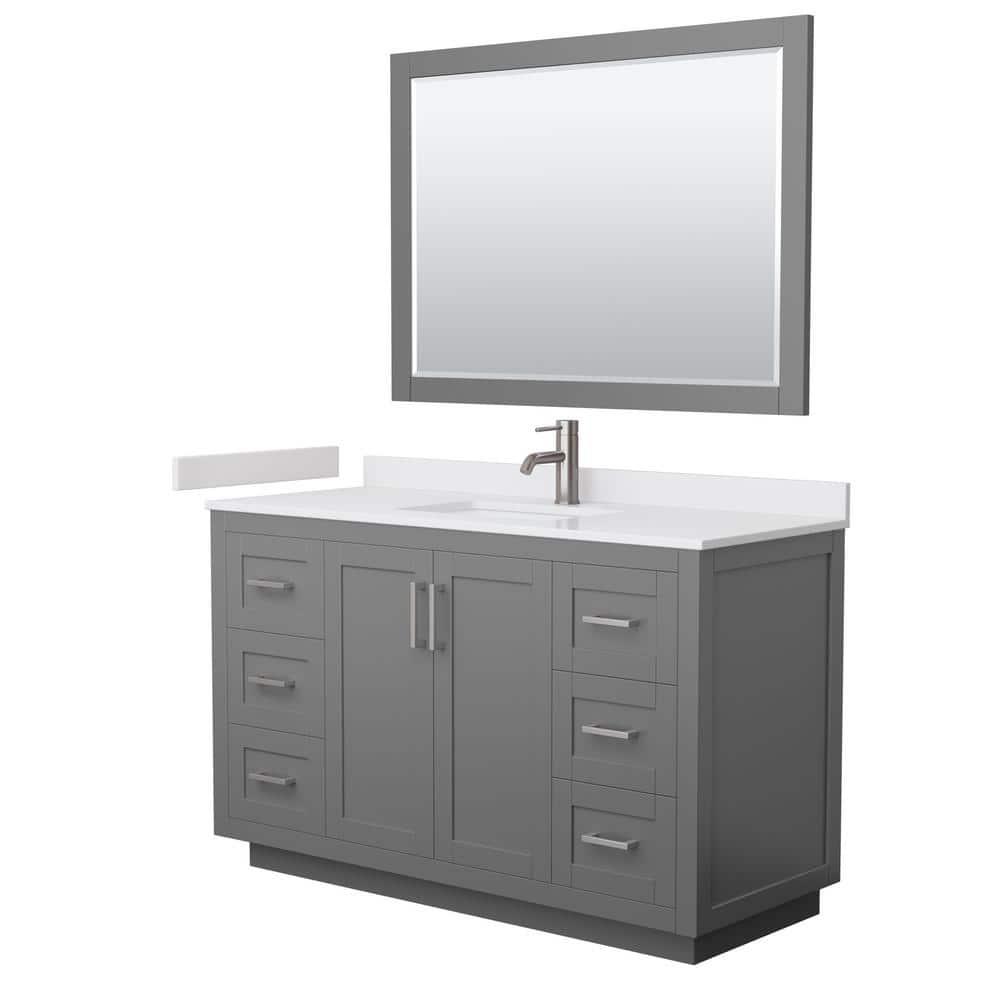 Wyndham Collection Miranda 54" Freestanding Single Bathroom Vanity with Cultured Marble Top with 46" Mirror