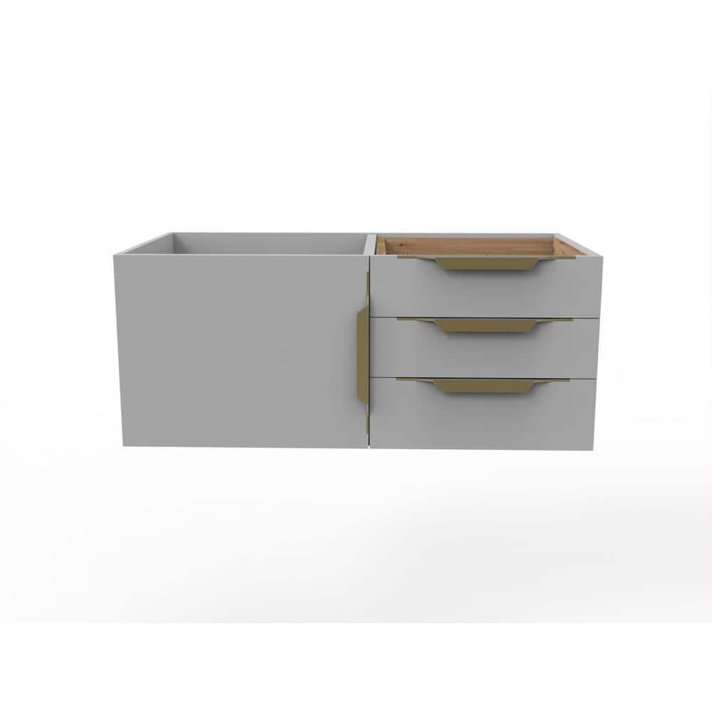 Castello USA Alpine 35" Wood Floating Vanity Base in Gray with Gold Handles