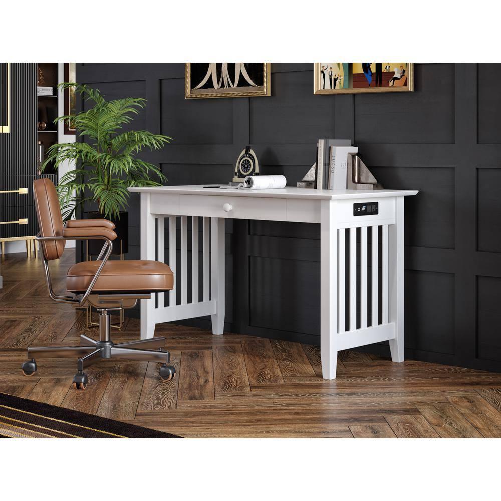 AFI Furnishings Mission Desk with Drawer and Charger White