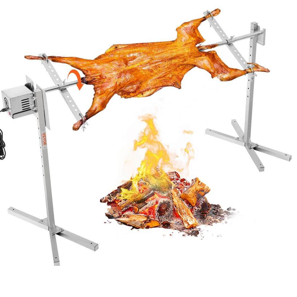 Electric BBQ Rotisserie Grill Kit, 132 lbs. Capacity, 56 in., 52W Motor, Stainless Steel, Spit Rod for Pig, Lamb