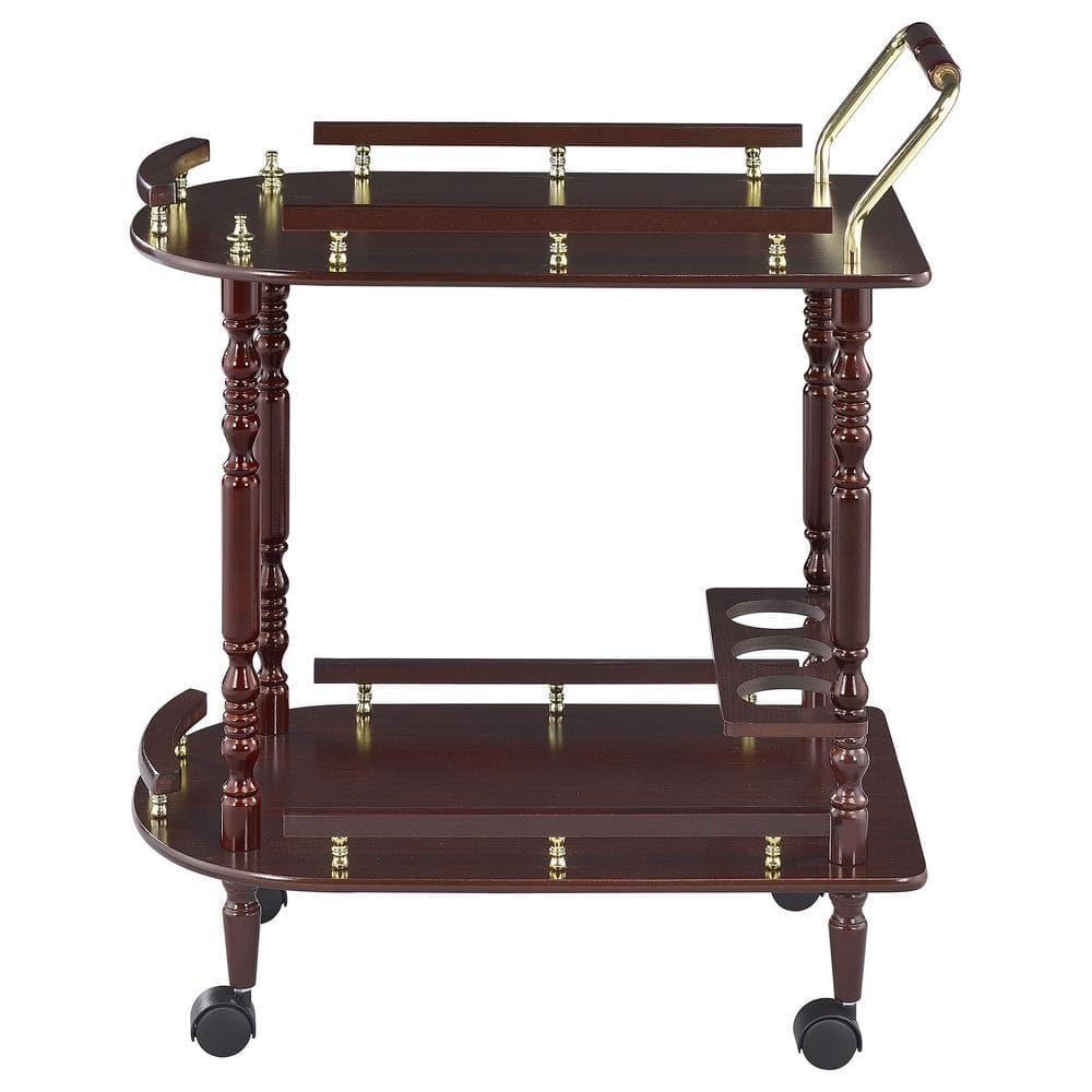 Coaster Palmer Traditional 2 Tier Wood Serving Cart Merlot/Brass