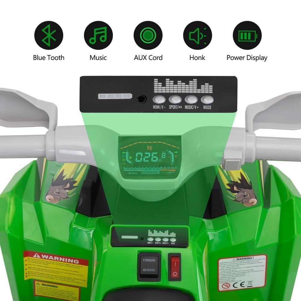 Jaxpety Kids ATV, 6V 4 Wheeler Electric Quad Car Ride on Toys with Trailer, Bluetooth, Music, Horn, Green