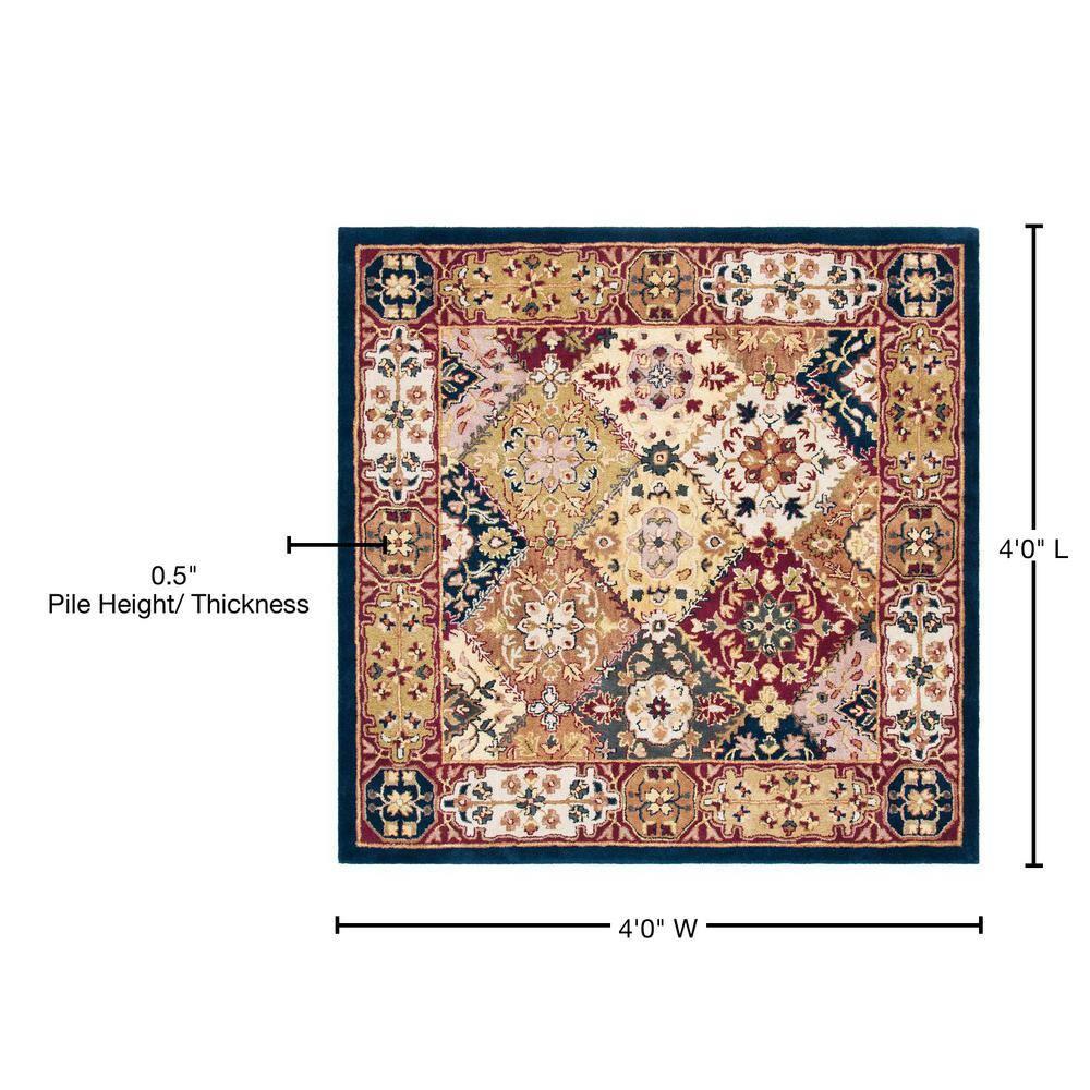Heritage HG512 Handmade Area Rug - 4'x4' - Multi/Red - Safavieh