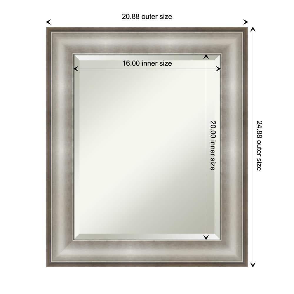 Amanti Art Beveled Bathroom Wall Mirror - Imperial Frame Imperial Silver Outer Size: 21 x 25 in Silver