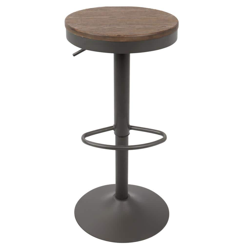 Set of 2 Dakota Adjustable Industrial Barstools Gray - Lumisource