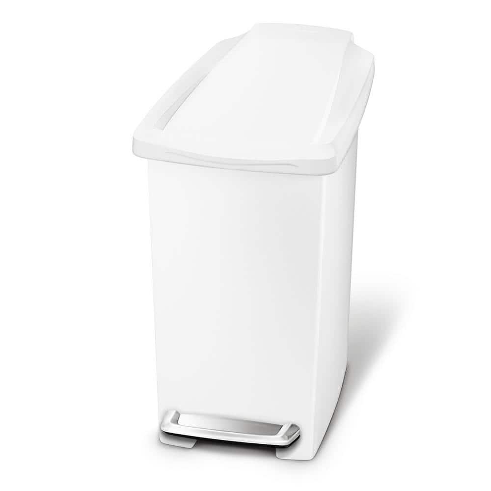 Simplehuman 10 Liter / 2.6 Gallon Compact Slim Bathroom or Office Step Trash Can, Black Plastic