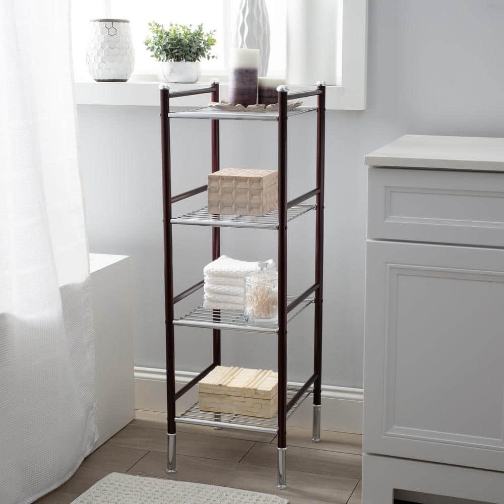 4 Tier Duplex Line Storage Tower Black - Organize It All: Metal Frame, Universal Shelving Unit, Easy to Assemble
