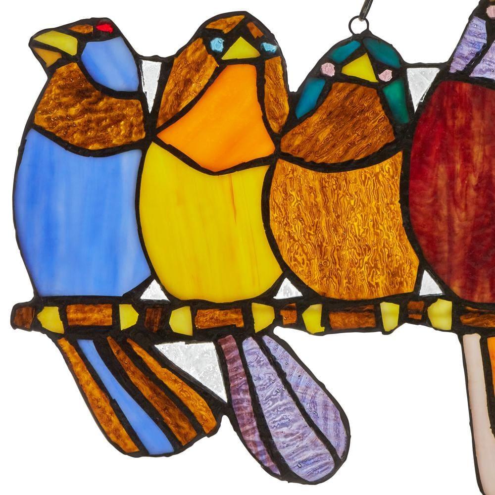 River of Goods  Stained Glass Birds on Wire 9.25-in. Window Panel - 24.25"L x 0.25"W x 9.5"H