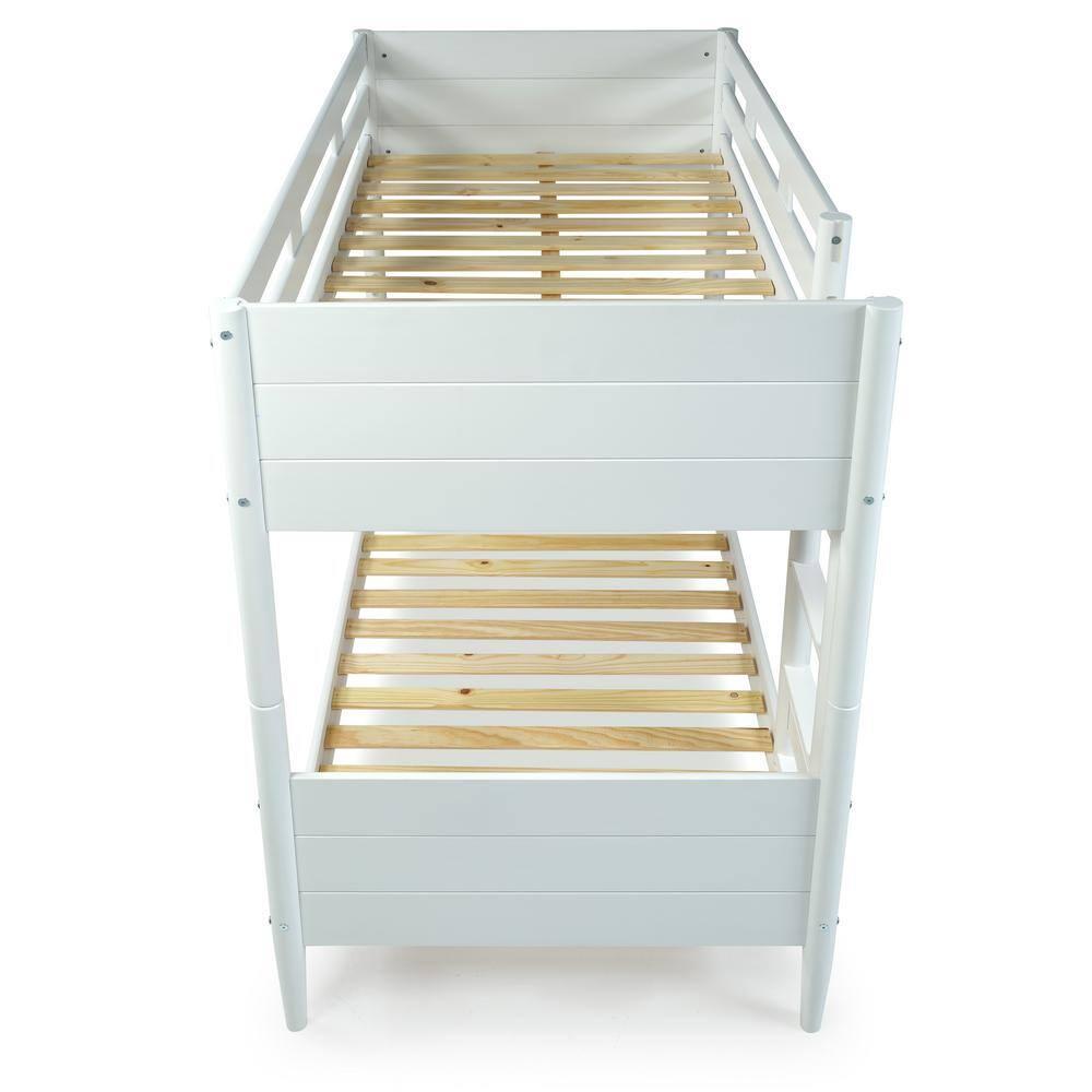 Mid Century Modern Bunk Bed Twin over Twin - White Finish