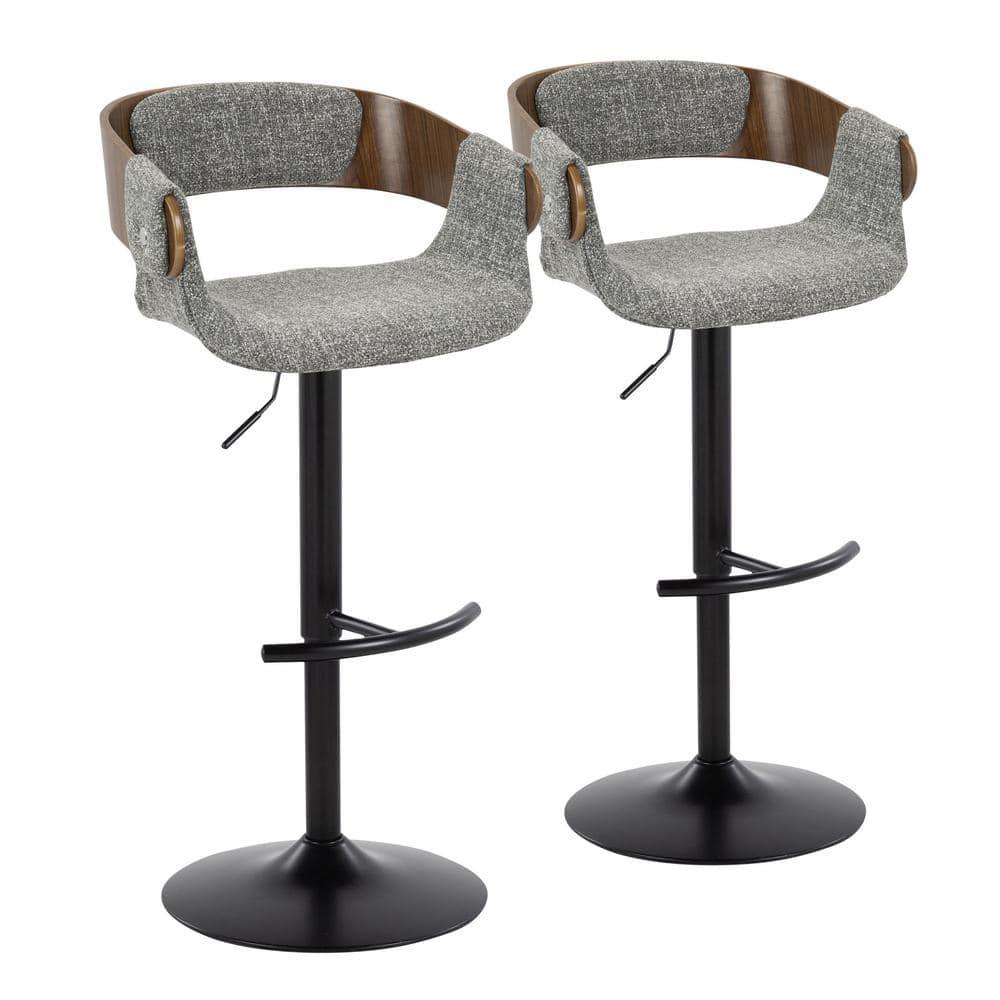 Set of 2 Elisa Adjustable Barstools Walnut/Gray - LumiSource: Mid-Century, Swivel, Footrest, 250lb Capacity