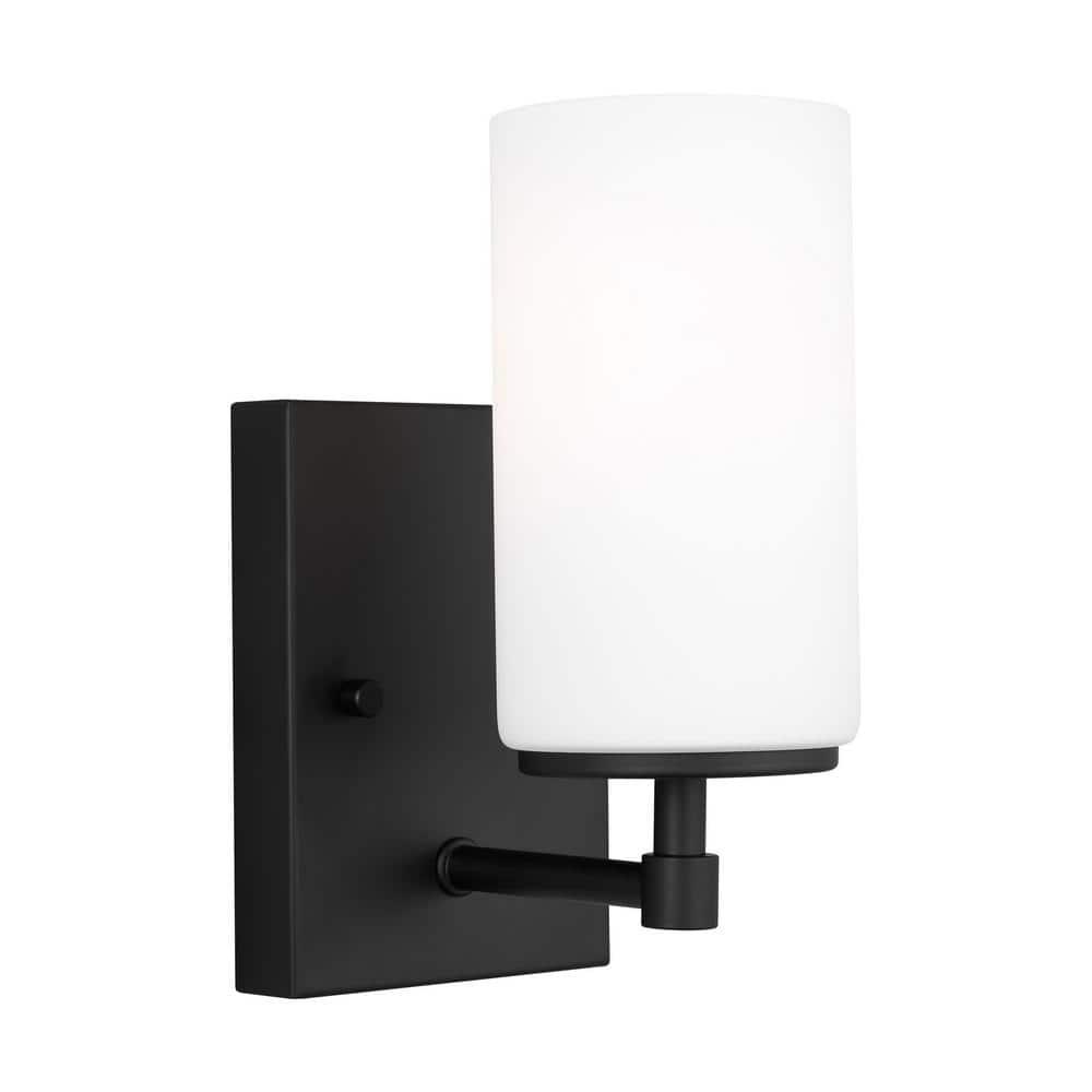 Generation Lighting 1-Light Alturas Contemporary Bath Fixture Wall Lamp Midnight Black 4124601-112 | Bathroom Light Fixture for Home Decor | Wall Sconce Vanity Light Fixture and Bathroom Accessory