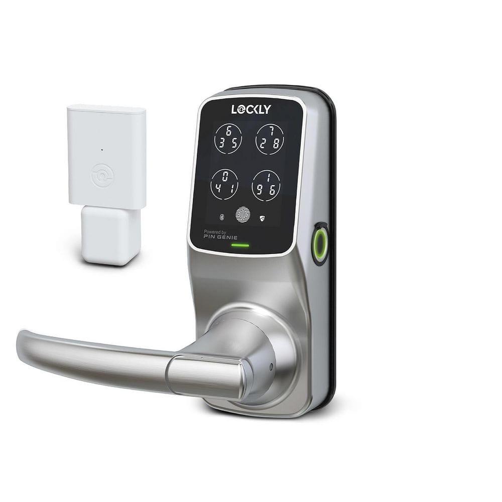 Lockly Secure Plus Bluetooth Smart Door Lock, Keyless Entry with PIN Genie® Digital Keypad, 3D Biometric Fingerprint Sensor Front Door Lock with Handle, Voice Control & Auto Lock - Latch Edition