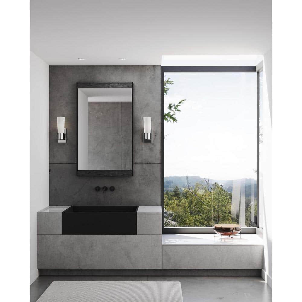 Progress Lighting Zura 1-Light Bath Vanity Fixture, Polished Chrome, Etched Opal Glass Shade, Damp Rated