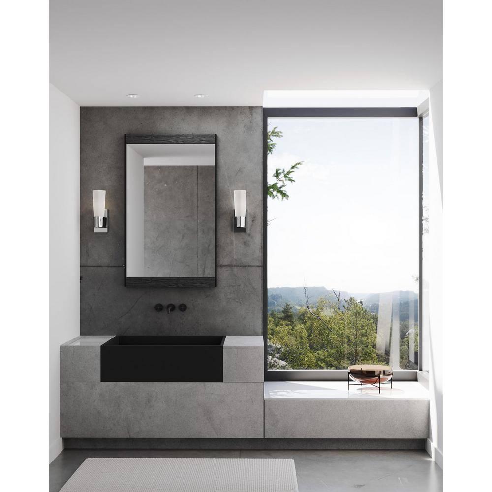 Progress Lighting Zura 1-Light Bath Vanity Fixture, Polished Chrome, Etched Opal Glass Shade, Damp Rated