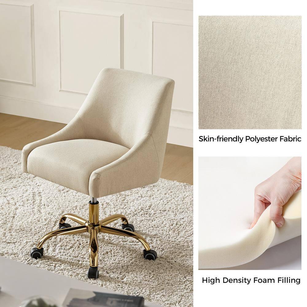 HULALA HOME Carina Modern Upholstery Task Chair with Golden Base by  Tan
