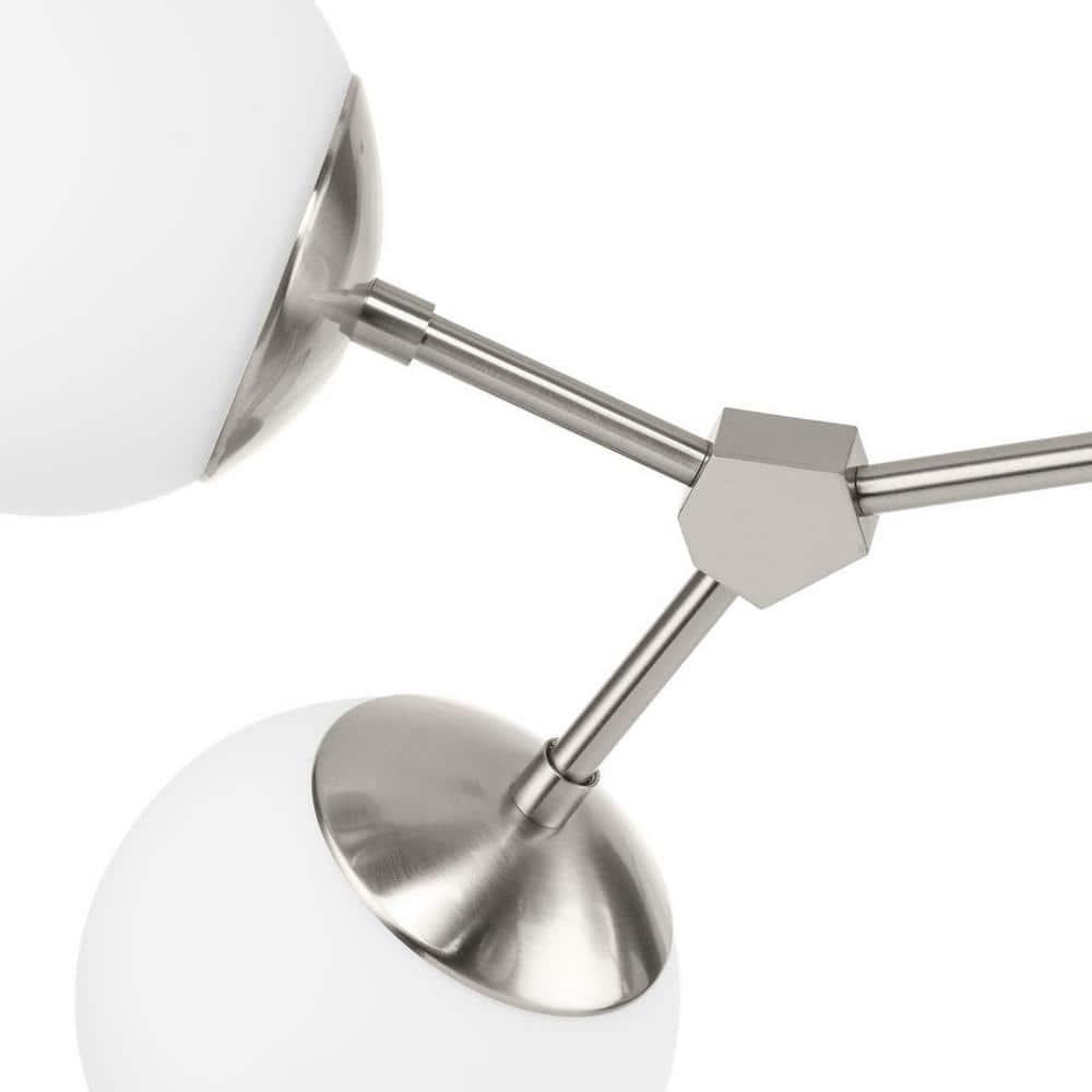 Progress Lighting Haas 6-Light Chandelier, Brushed Nickel, Etched Opal Glass Globes, Design Series