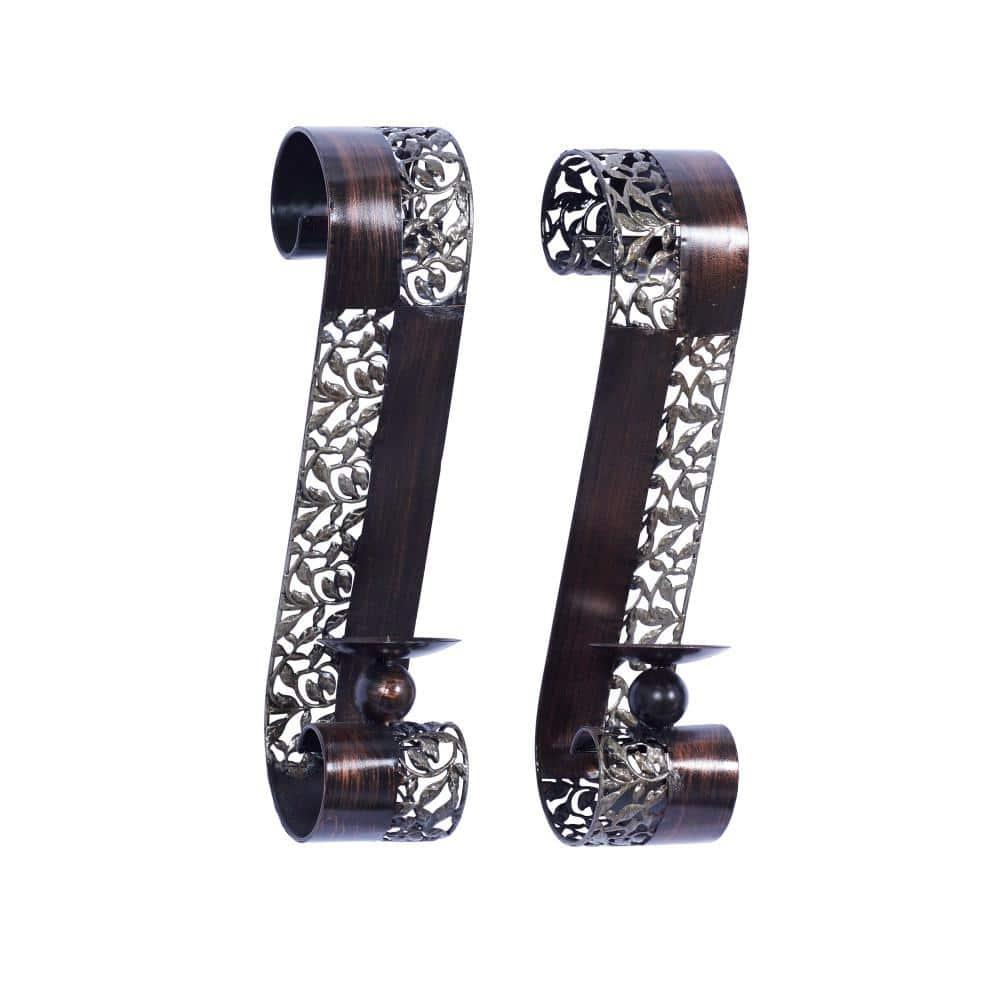 Elegant Brown Metal 20" Dual Candle Tabletop Lantern Set