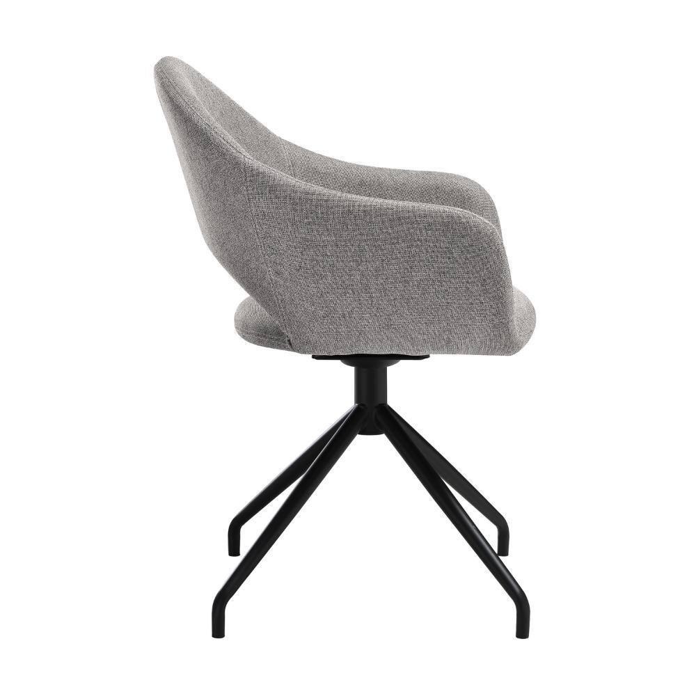 Homestock Tribal Treasures Swivel Upholstered Dining Chair in Gray Fabric with Black Metal Legs - Set of 2