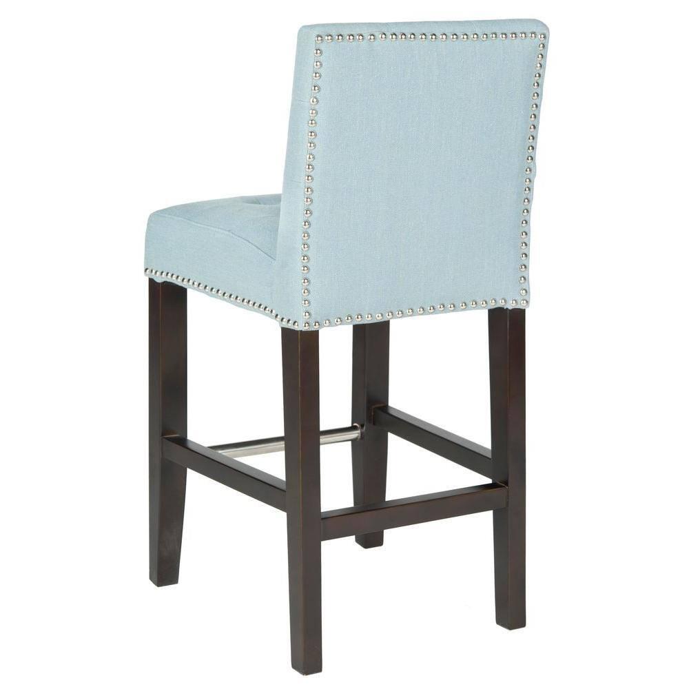 Thompson 23.9" Linen Counter Stool W/ Silver Nailheads - Sky Blue - Safavieh