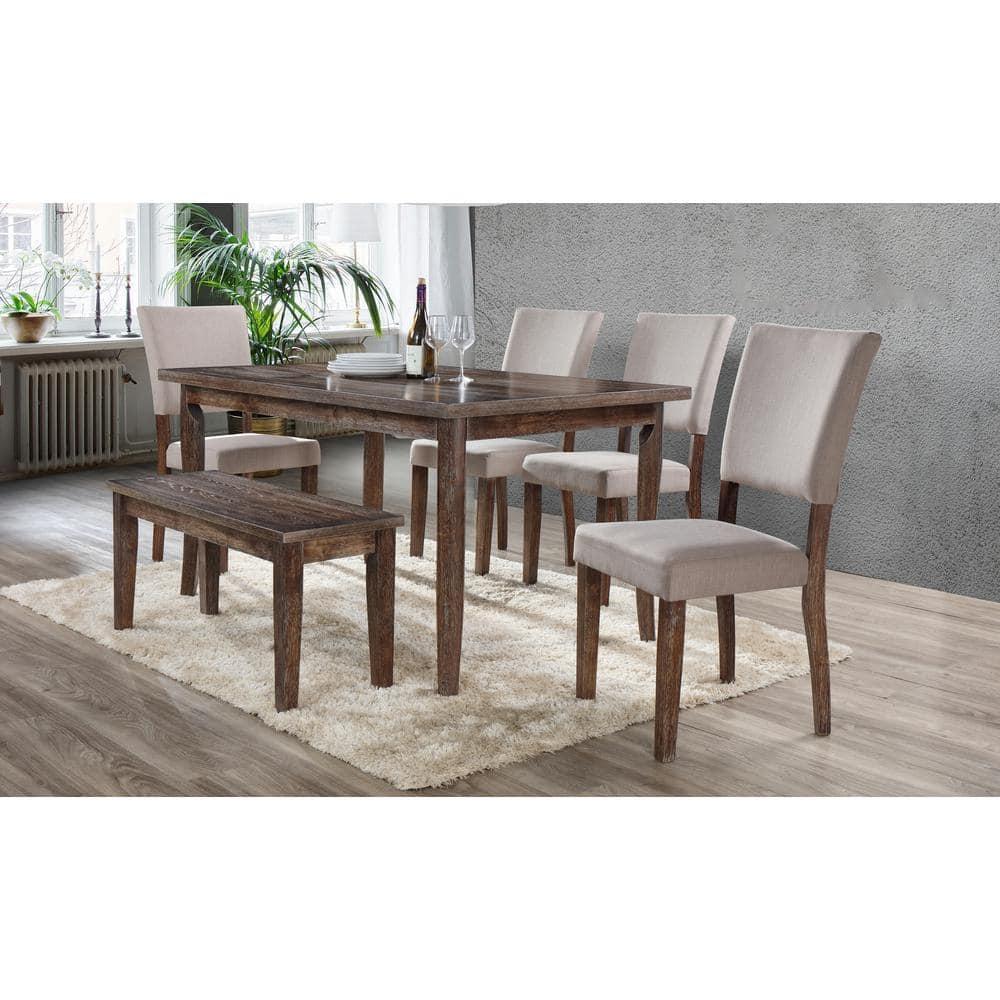 Best Master Transitional Solid Wood Dining Table in Antique Natural Oak