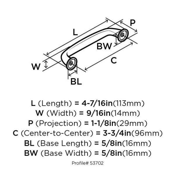 Amerock Kane 3-3/4 inch (96mm) Center-to-Center Polished Nickel Cabinet Pull