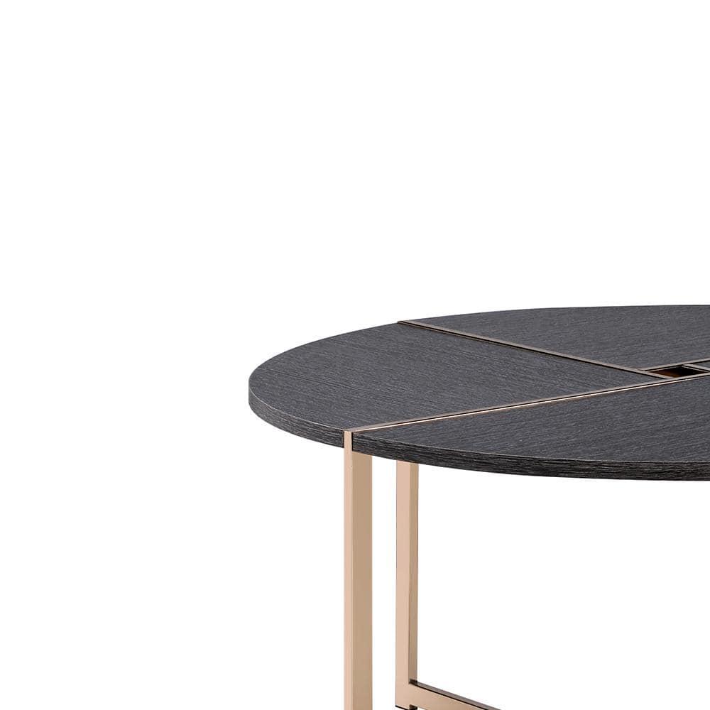 Bromia Coffee Table Black/Champagne - Acme Furniture: Elegant Round Design, Metal Frame, Paper Veneer Top
