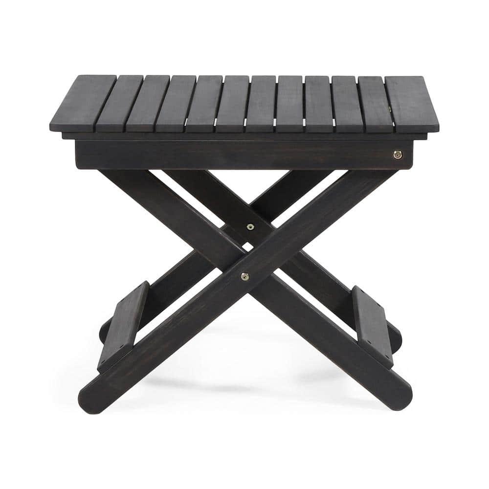 Side Table, Folding Wooden End Table, Outdoor Sode Table for Garden, 15"D x 22.75"W x 18.25"H , Dark Gray