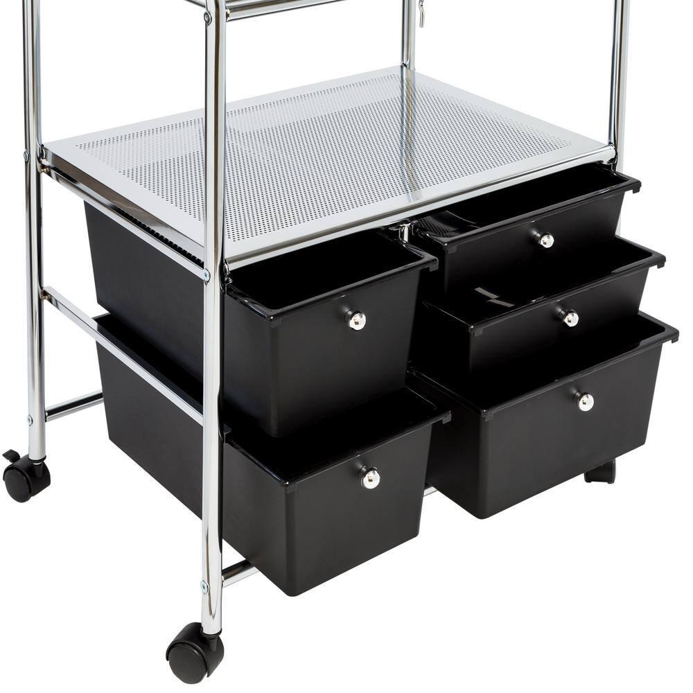 Honey-Can-Do Steel and Plastic 5-Drawer Rolling File Storage Cart, Black/Chrome