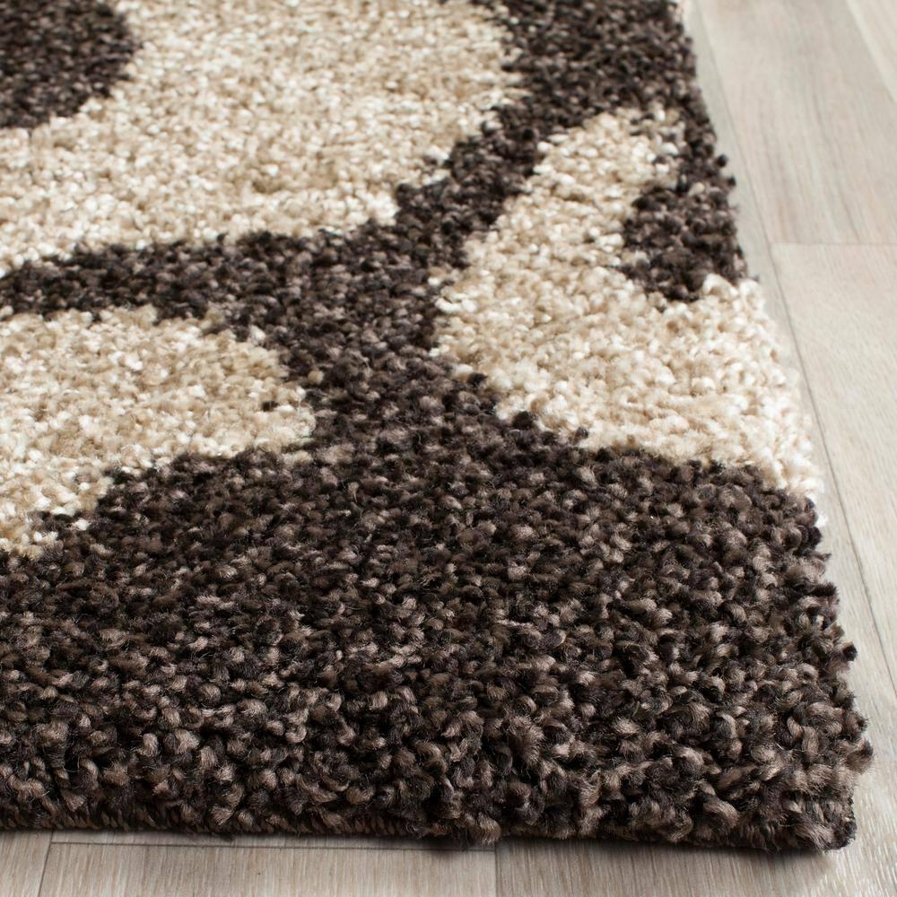 Florida Shag SG458 Power Loomed Indoor Area Rug - Dark Brown/Smoke - 6'x9' - Safavieh