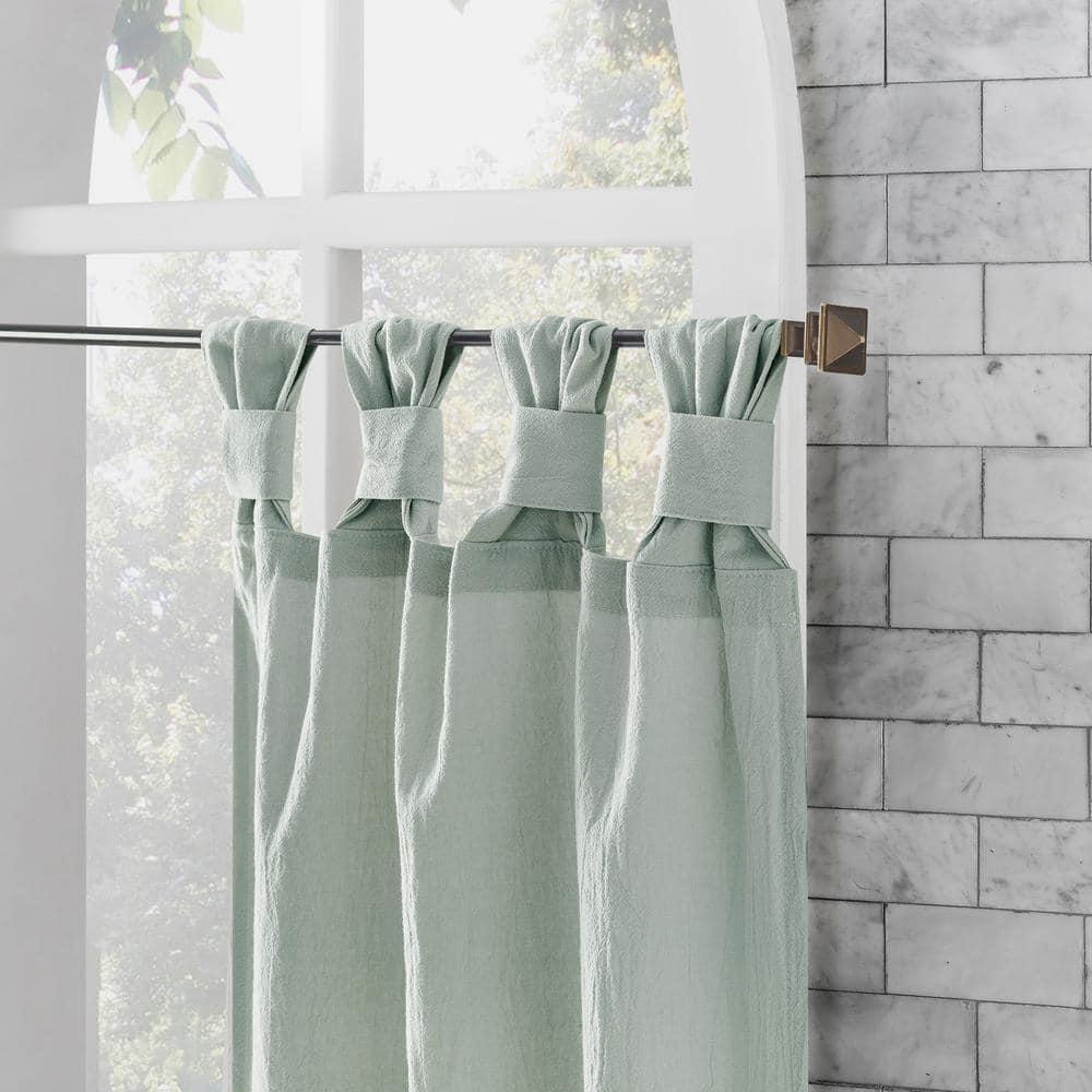 2pc 52"x36" Archaeo Washed Cotton Twist Tab Cafe Curtain Tier Pair Seafoam Green: Kitchen Curtains, 36 Inch Length