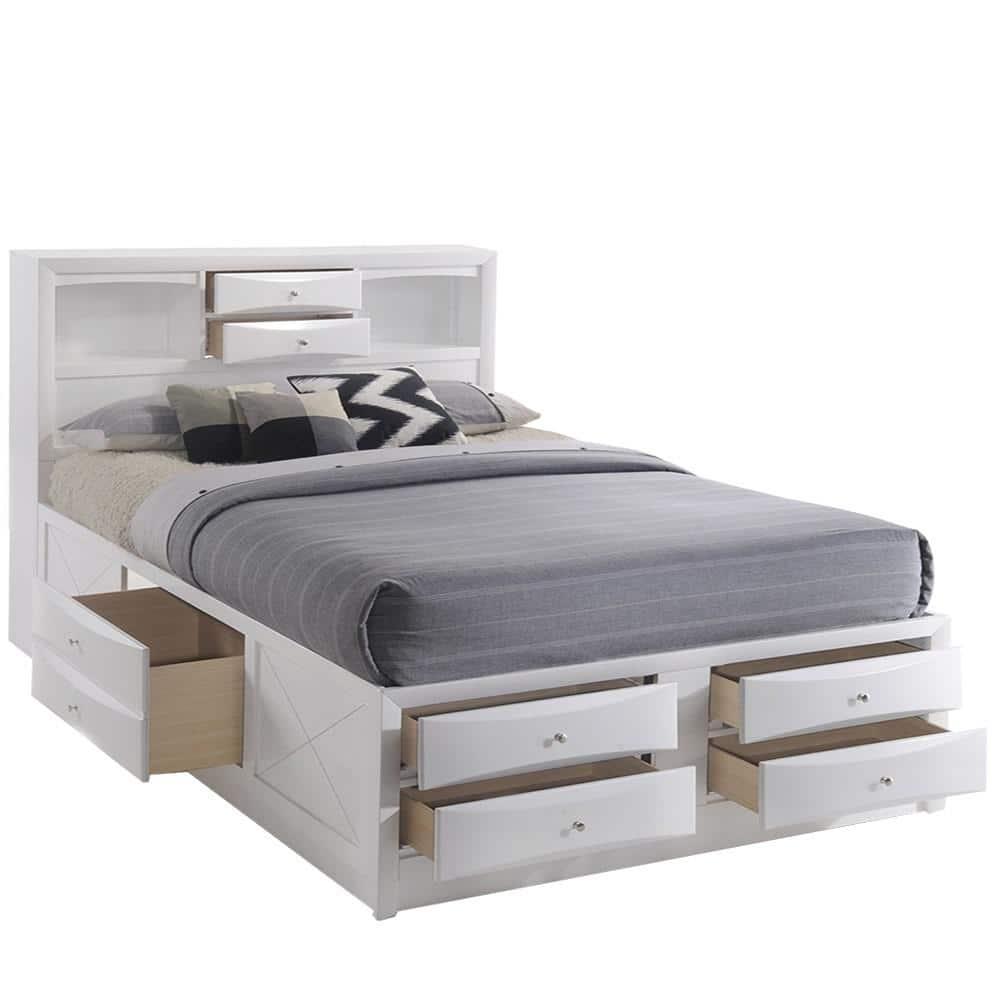 Acme Ireland Full Bed with Storage, White