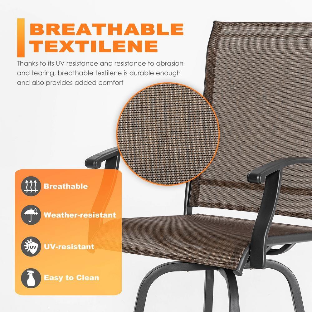 Swivel 4-Piece Metal Outdoor Bar Stool Chair High Bar Stools in Brown