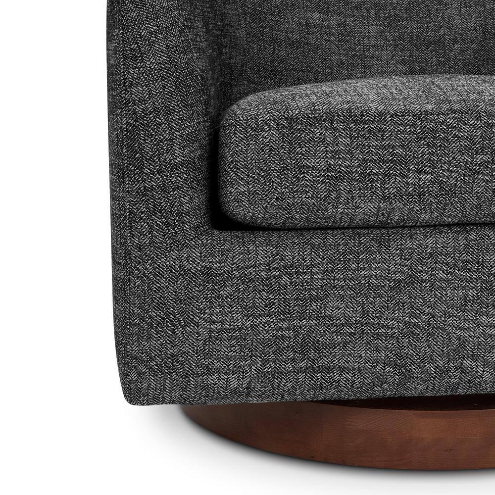 Nereus Dark Gray Fabric Swivel Accent Arm Chair with Wood Base