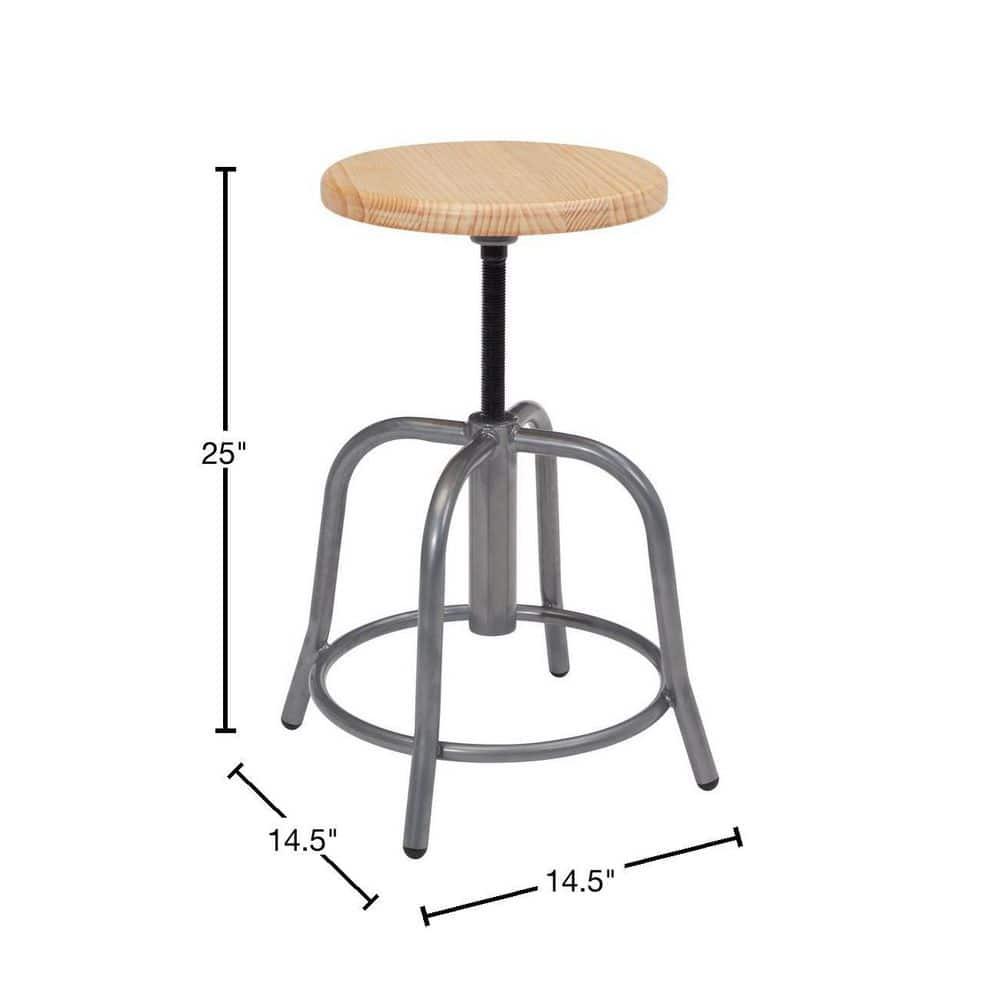 18"-24" Height Adjustable Swivel Accent Stool Wood Seat/Gray Frame - Hampden Furnishings