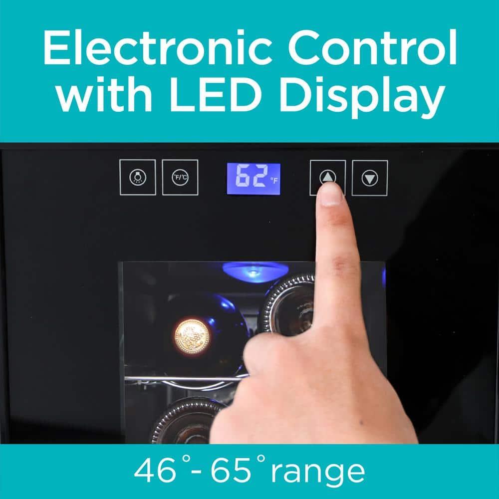 BLACK+DECKER 8-Bottle LED Display Single Zone Freestanding Wine Refrigerator