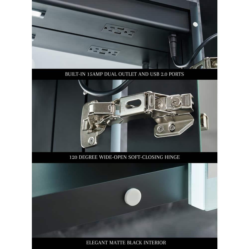 Ancerre Designs Pagani LED Mirror Medicine Cabinet With Defogger, Dimmer, Magnifier & USB Outlet