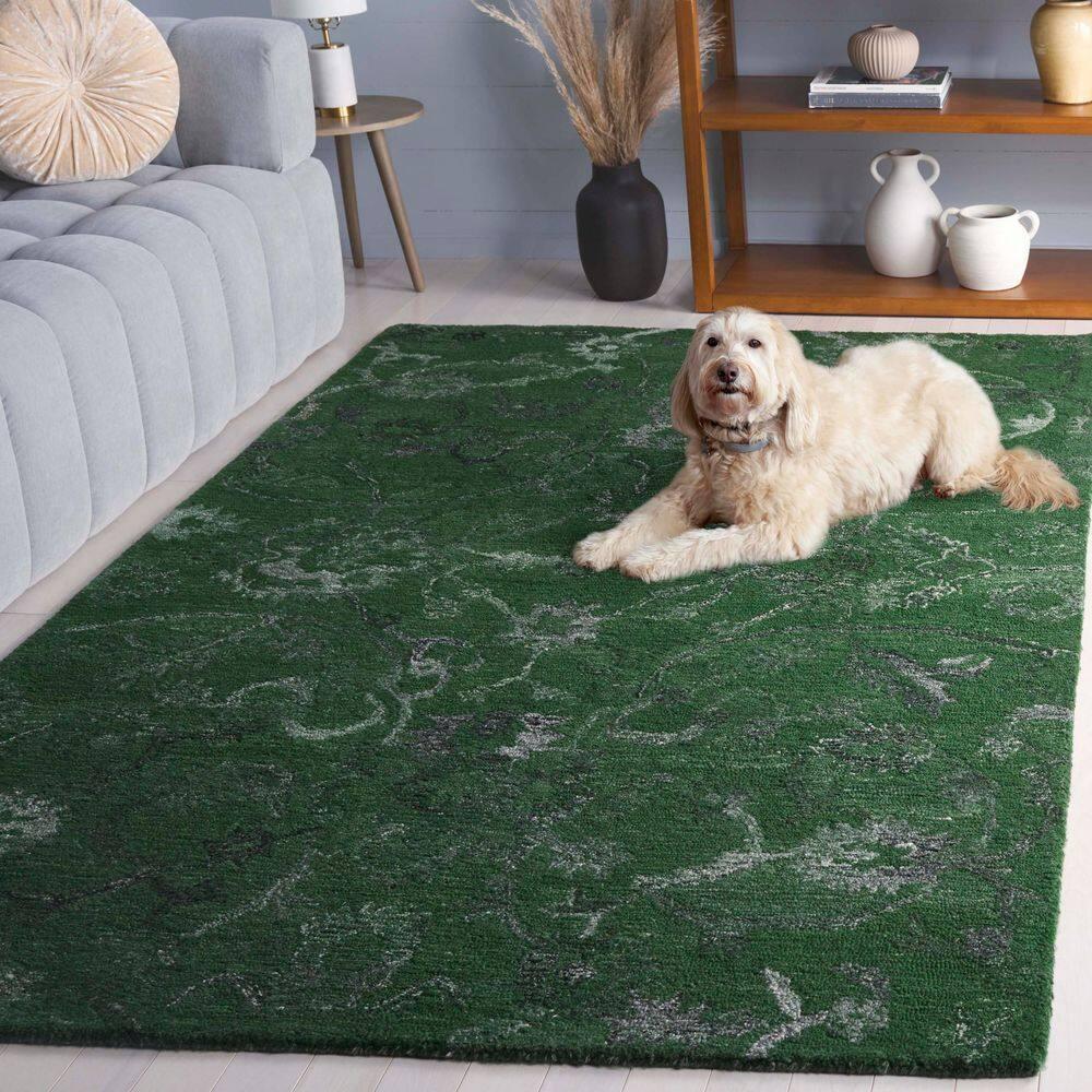 Anatolia AN401 Handmade Tufted Area Rug - Dark Green - 4' X 6' - Safavieh