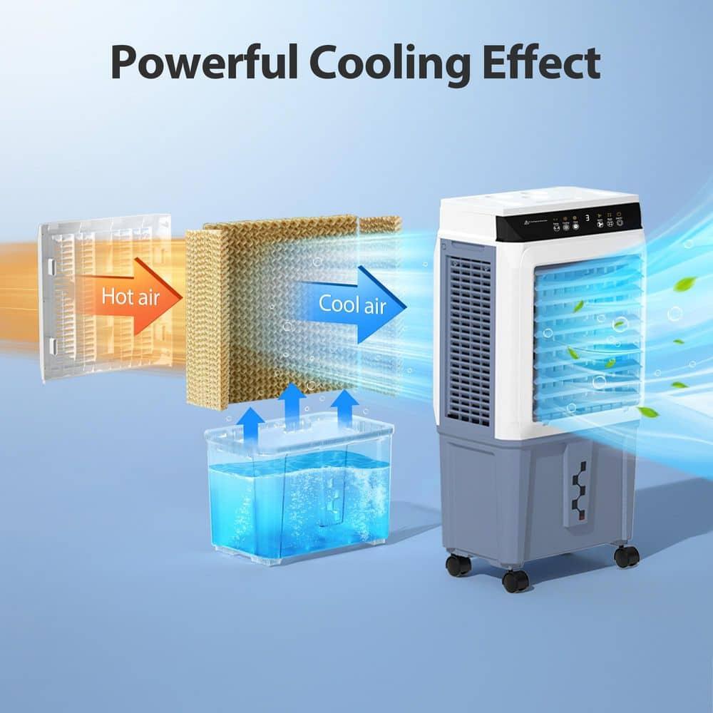 LIFEPLUS LIFEPLUS Portable Evaporative Air Cooler, 3500 CFM Swamp Cooler 11 Gallon Tank and Remote