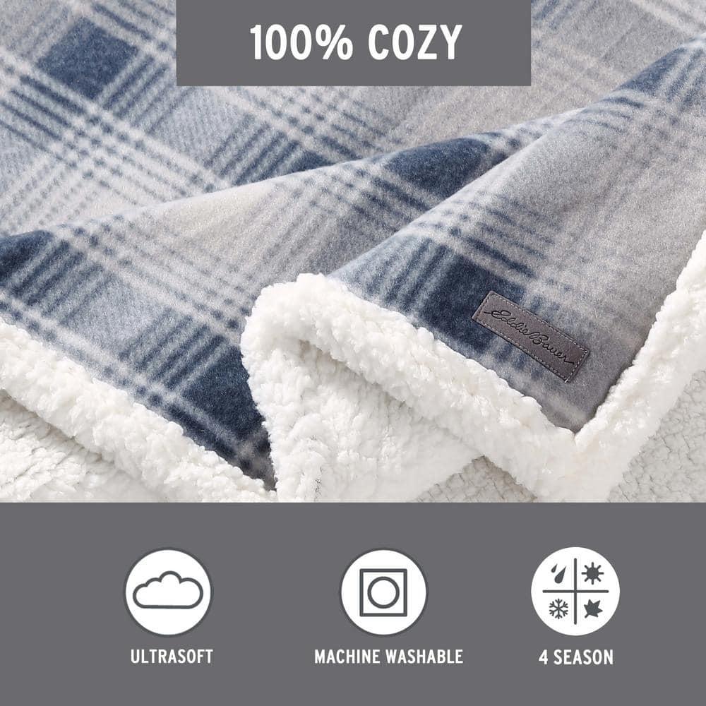 Eddie Bauer Eddie Bauer Printed Plush Fleece/Sherpa Oversized Throw Blanket