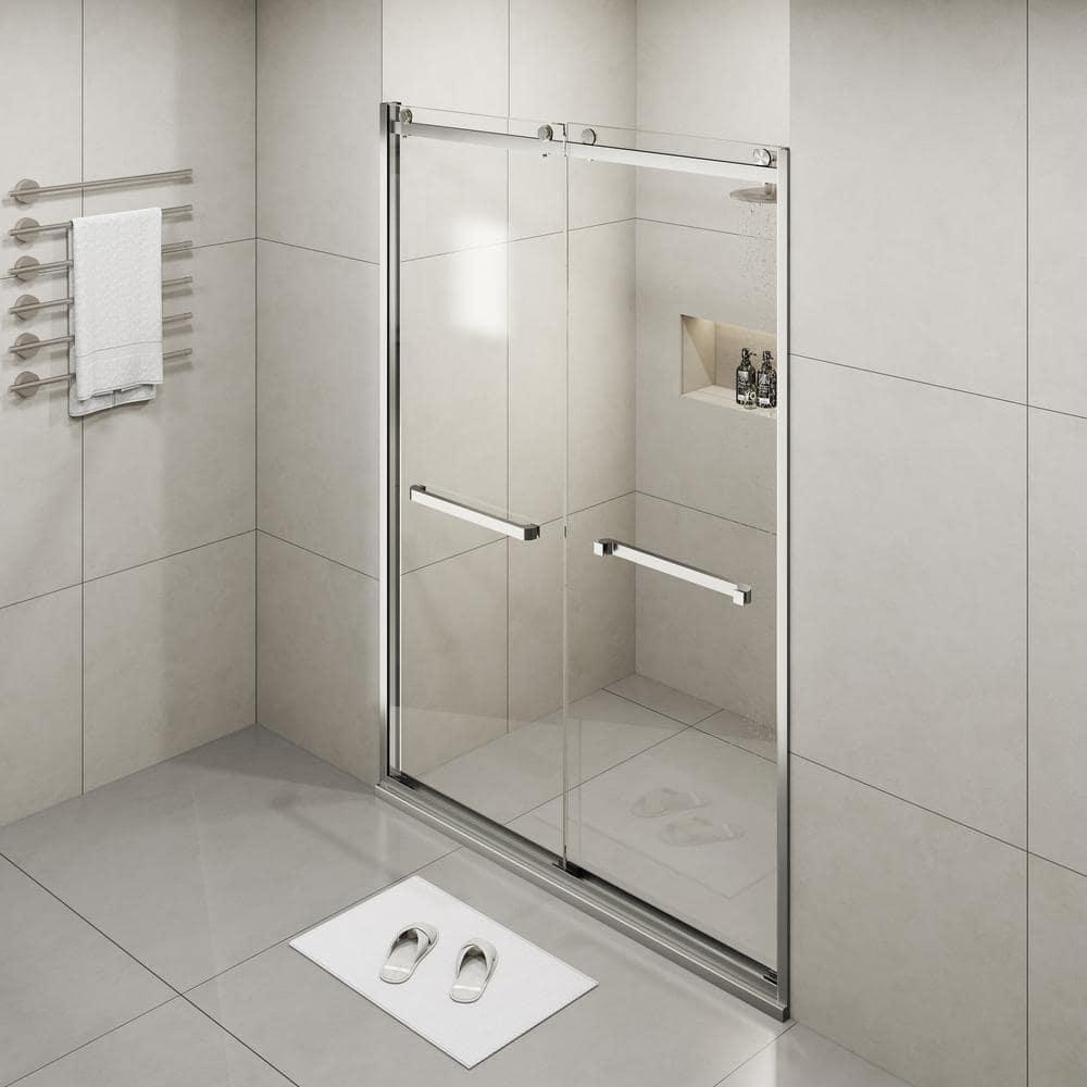 PET STOP LLC F5YDNC1F0736Q 60" Width x 76"Height Shower Doors with 3/8"(10mm) Clear Tempered Glass