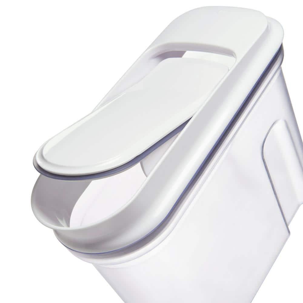 Clear and White Plastic Airtight Cylinder Food Storage Containers Set of Three