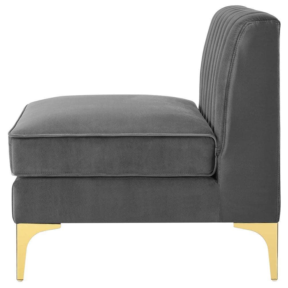 Modway Triumph Channel Tufted Performance Velvet Armless Chair in Gray