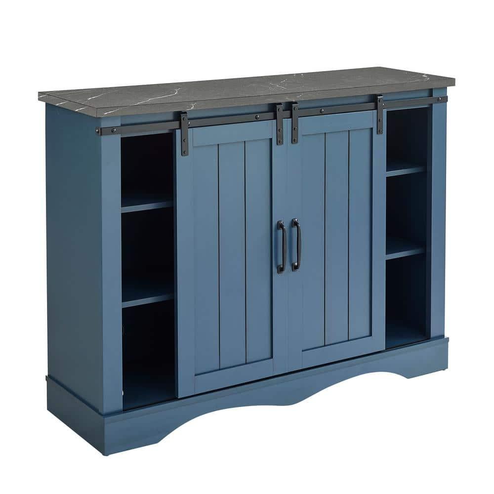 47" Wine Bar Cabinet Navy - Home Essentials