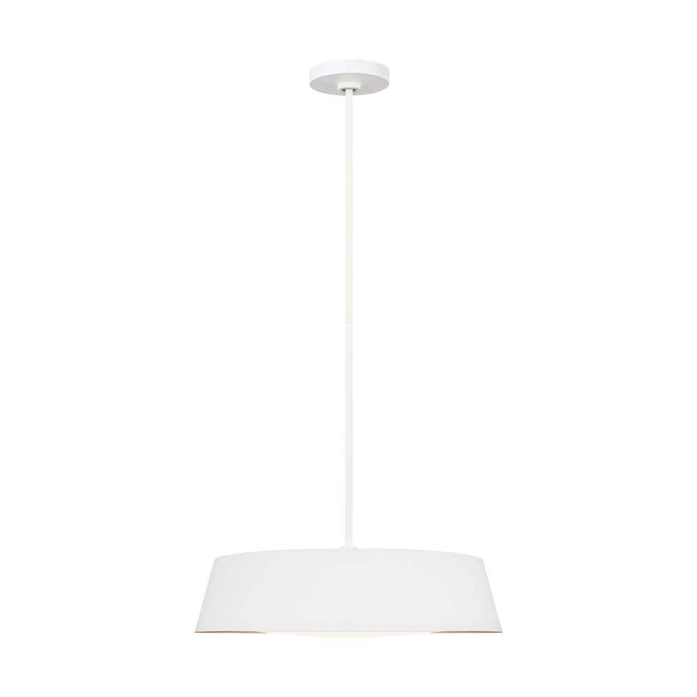 Matte White Glass Drum Pendant Light with Silk Shade