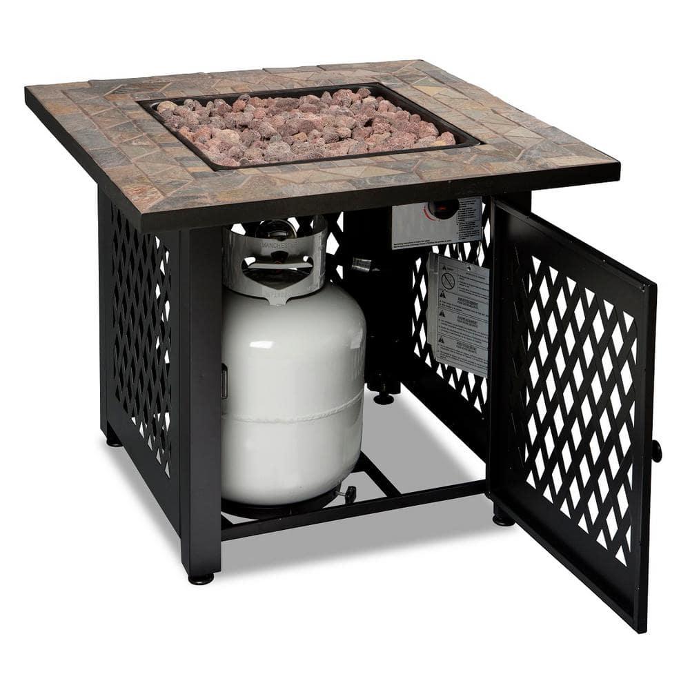 Endless Summer Endless Summer, 30" Square LP Gas Outdoor Fire Pit with Mosaic Slate Tile Mantel